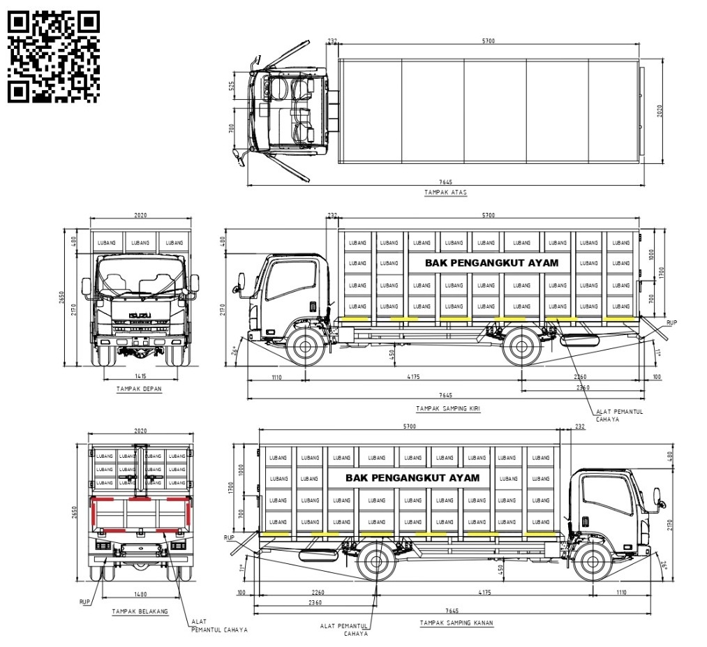 DIMENSI BAK AYAM ISUZU NMR L EURO 4 120 PS DIMENSI BAK AYAM ISUZU NMR L EURO 4 120 PS