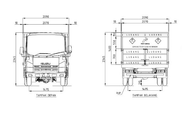 Dimensi Truk Bak Besi LPG Pertamina Dimensi Truk Bak Besi LPG Pertamina