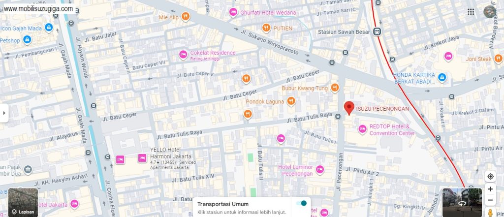 Google Map ISUZU PECENONGAN JAKARTA